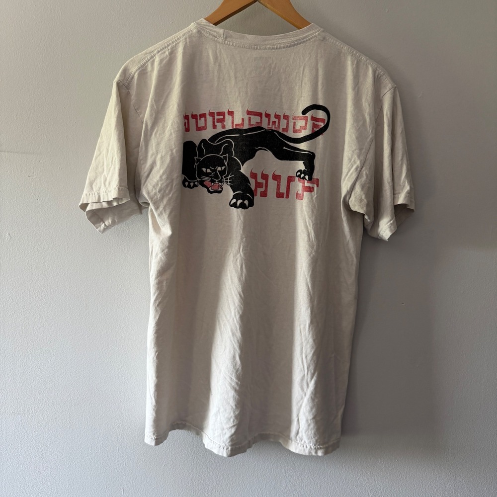 HUF Worldwide Black Panther Hebrew Font Graphic T-Shirt Cream Mens Large